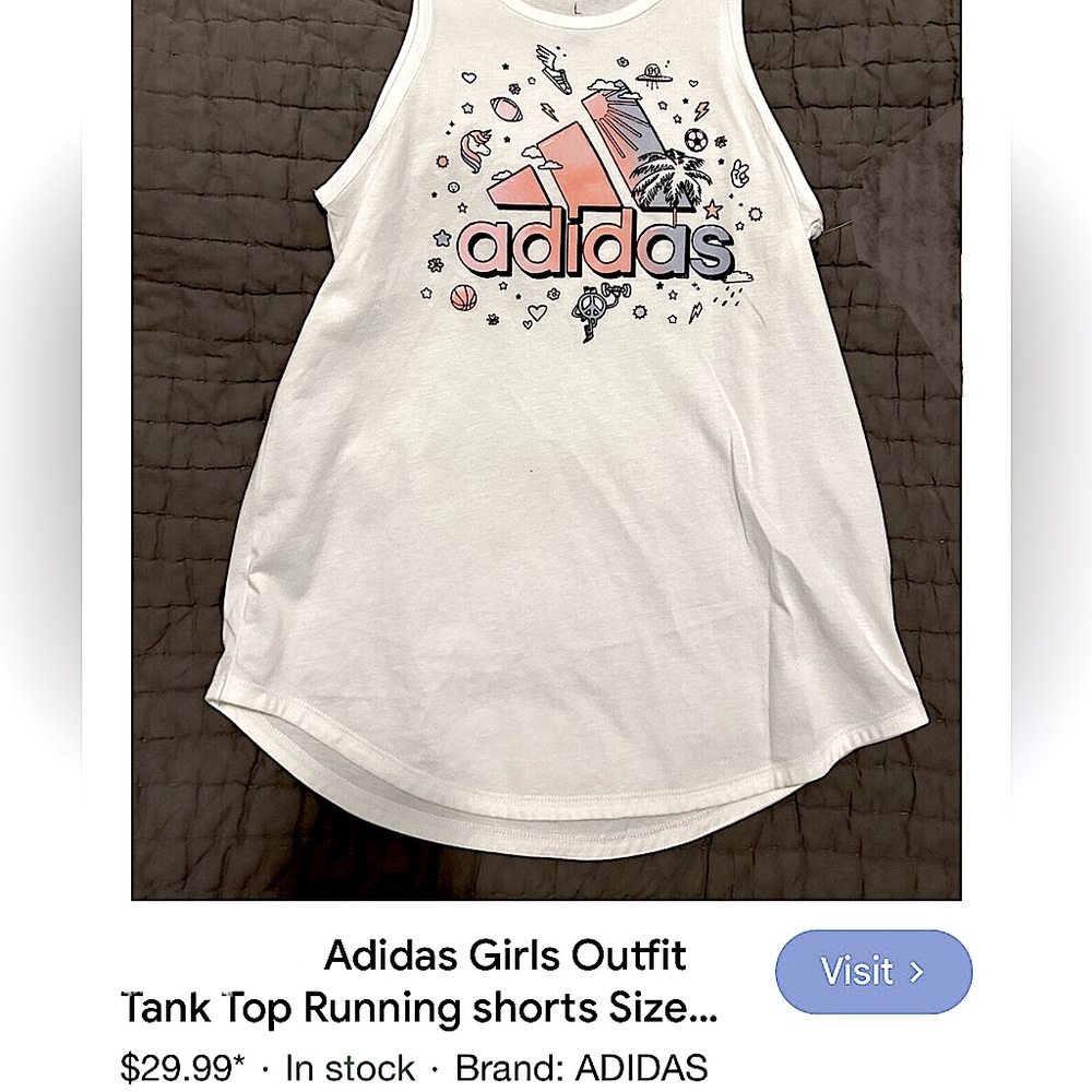 Adidas Girls White Tank Top